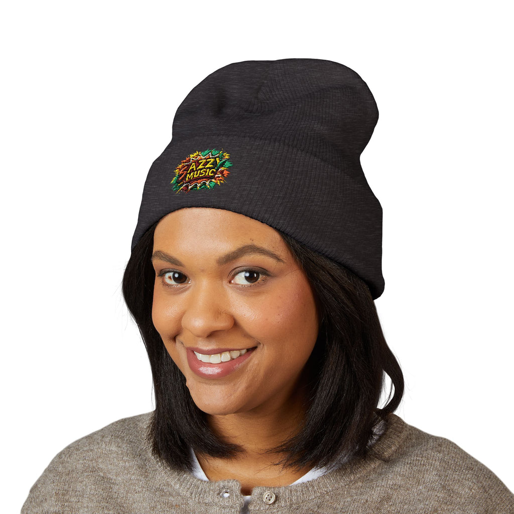 Embroidered 'Fitz Music' Cuffed Beanie — Colorful Floral Logo Knit Hat