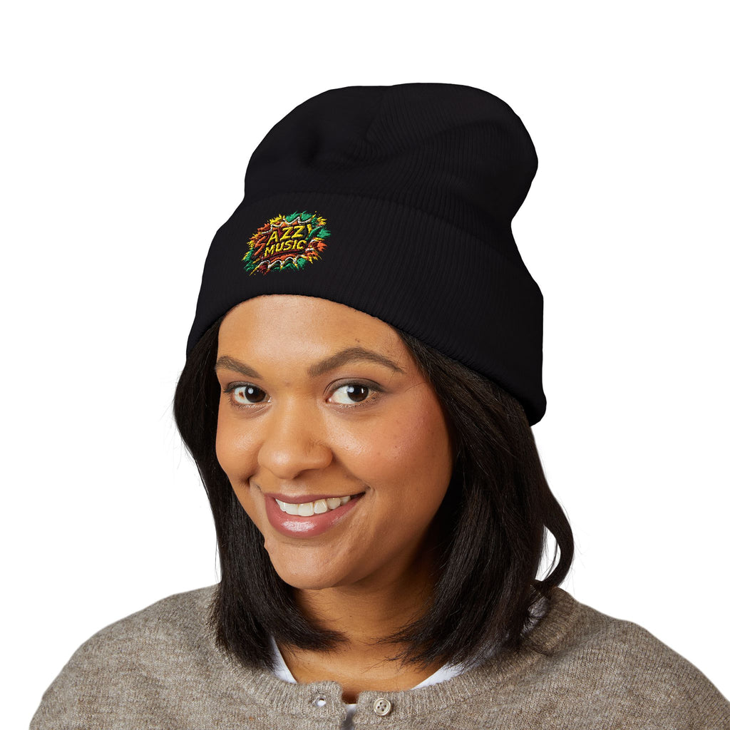 Embroidered 'Fitz Music' Cuffed Beanie — Colorful Floral Logo Knit Hat