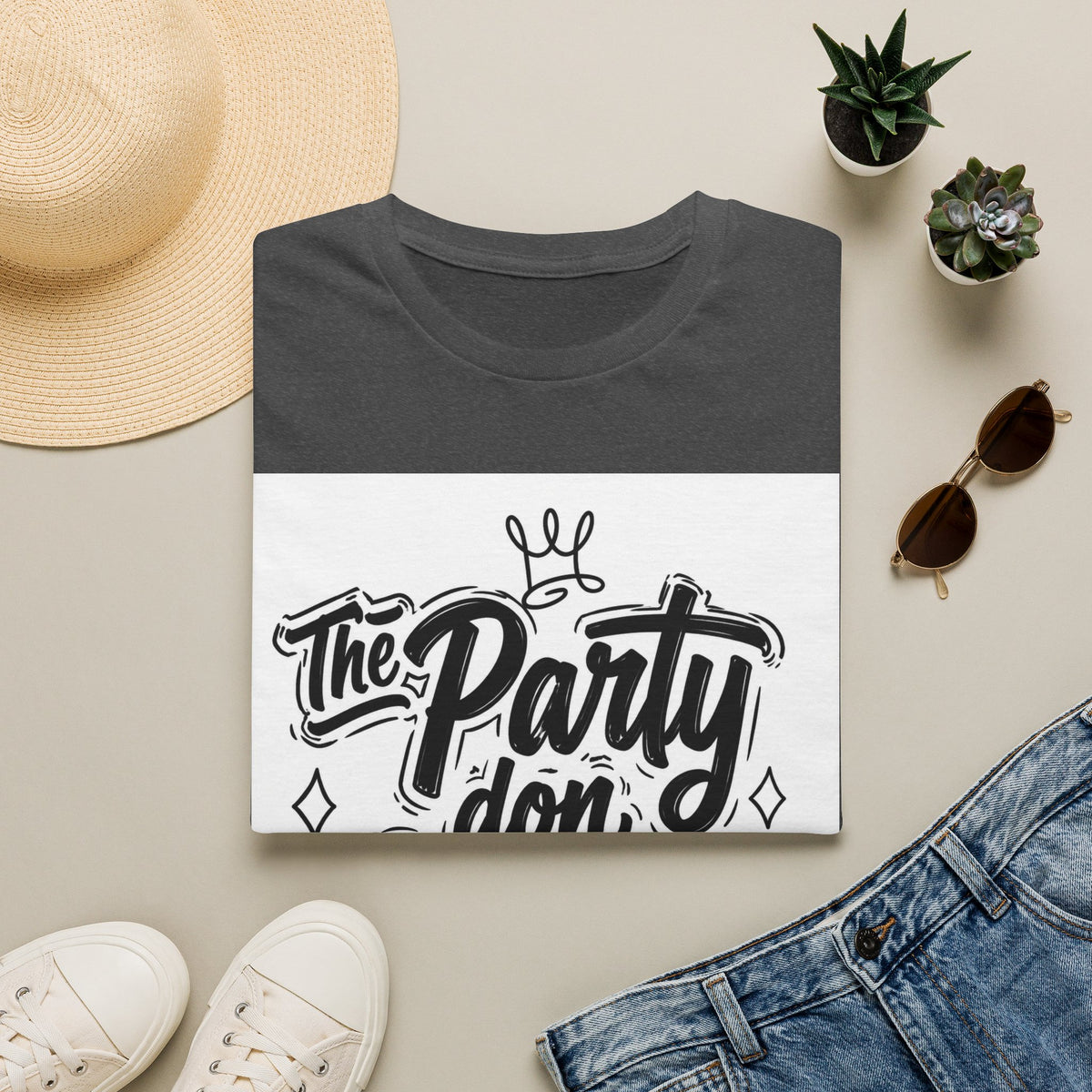 Party Don't Start T-Shirt — Casual Graphic Tee with Bold Script