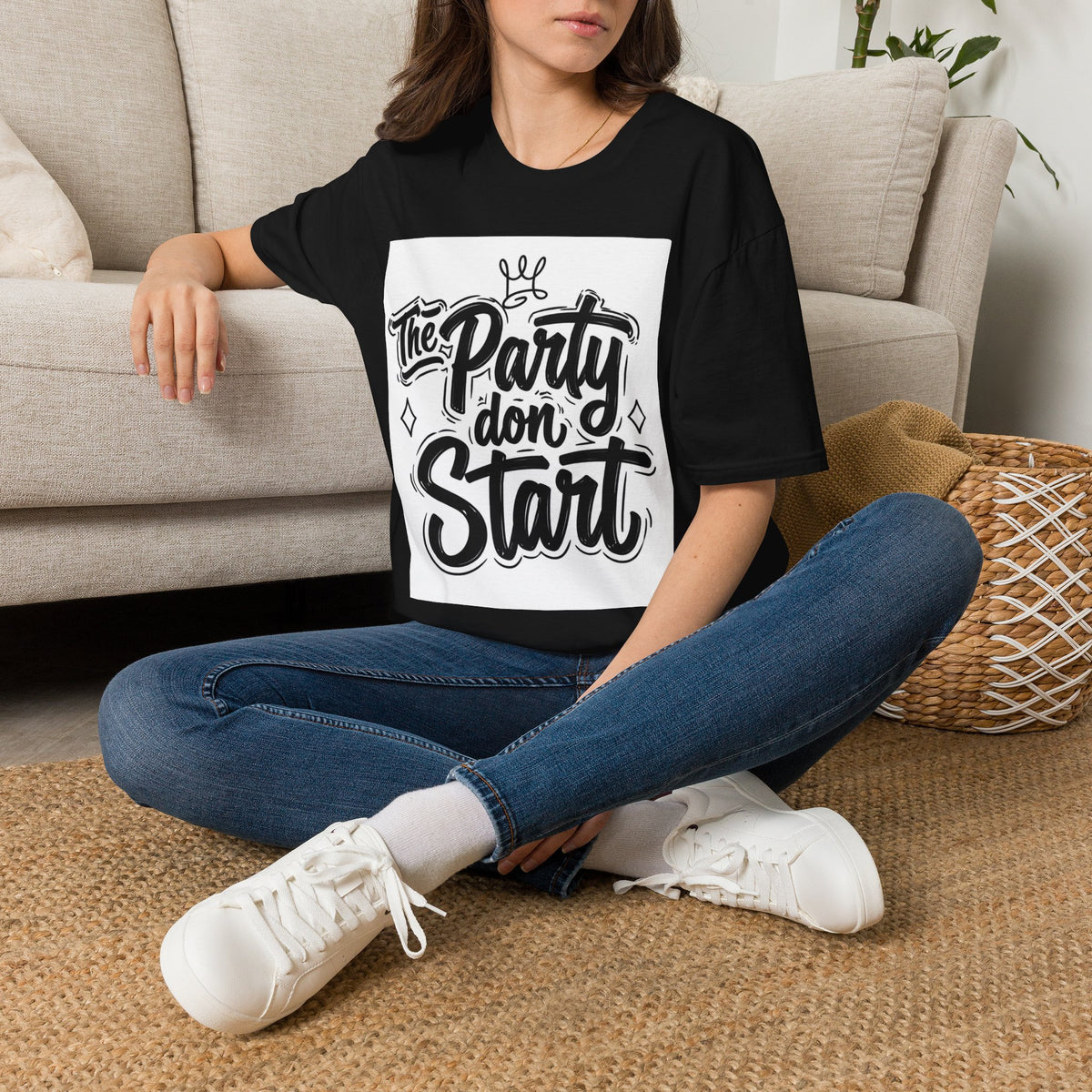 Party Don't Start T-Shirt — Casual Graphic Tee with Bold Script