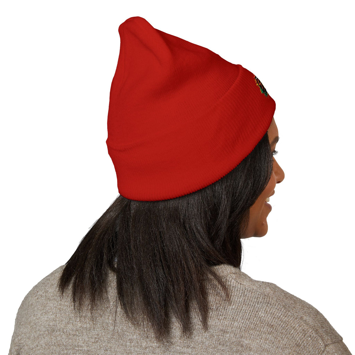 Embroidered 'Fitz Music' Cuffed Beanie — Colorful Floral Logo Knit Hat