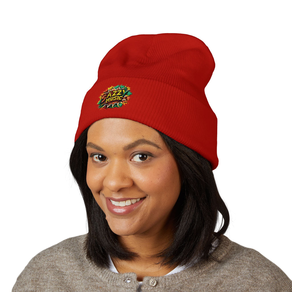 Embroidered 'Fitz Music' Cuffed Beanie — Colorful Floral Logo Knit Hat