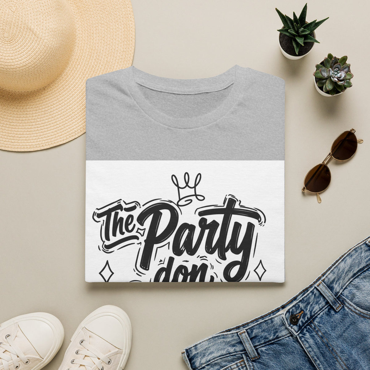 Party Don't Start T-Shirt — Casual Graphic Tee with Bold Script