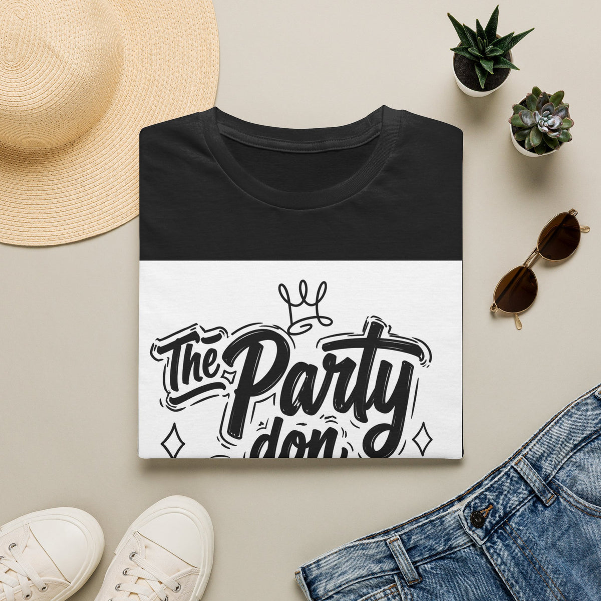 Party Don't Start T-Shirt — Casual Graphic Tee with Bold Script