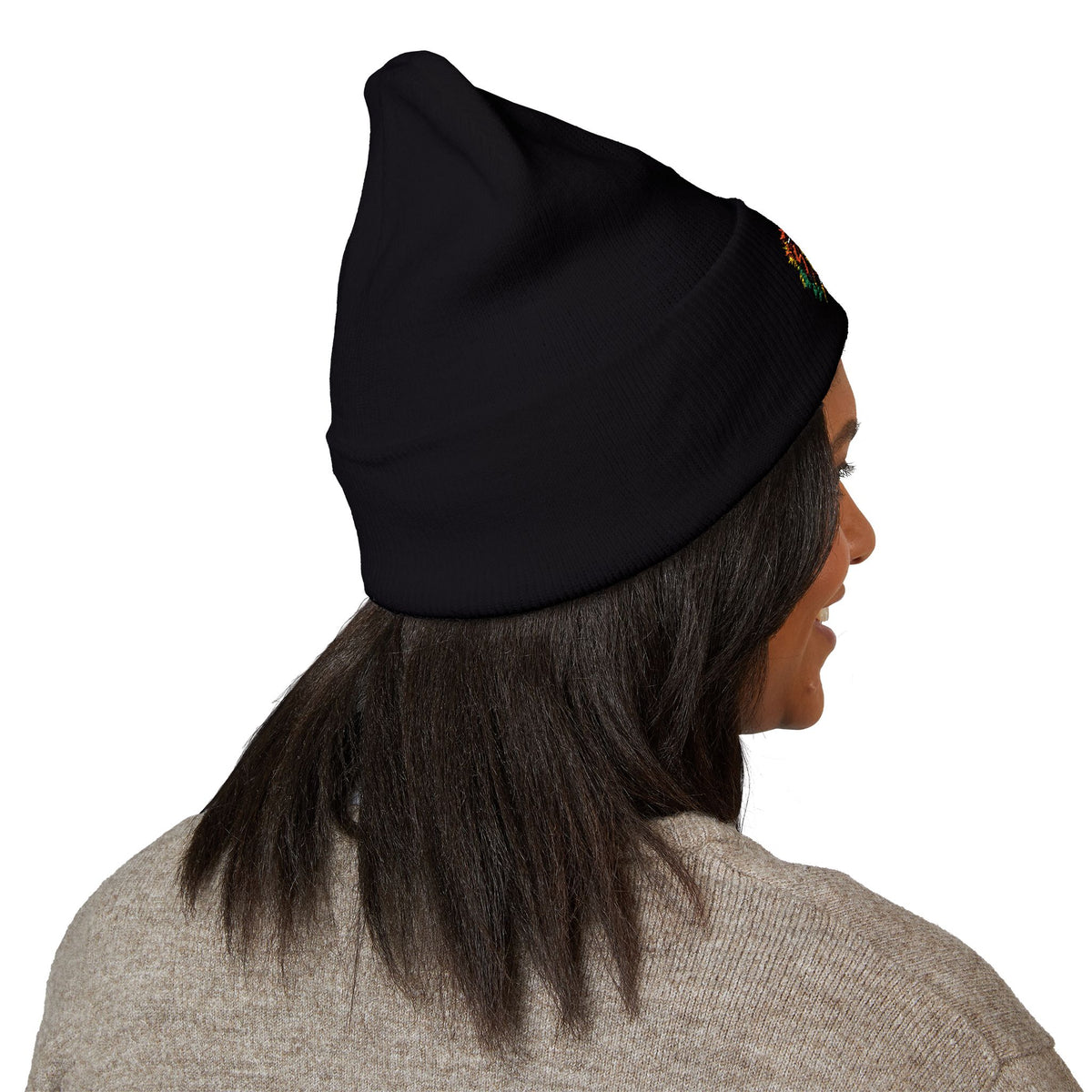 Embroidered 'Fitz Music' Cuffed Beanie — Colorful Floral Logo Knit Hat