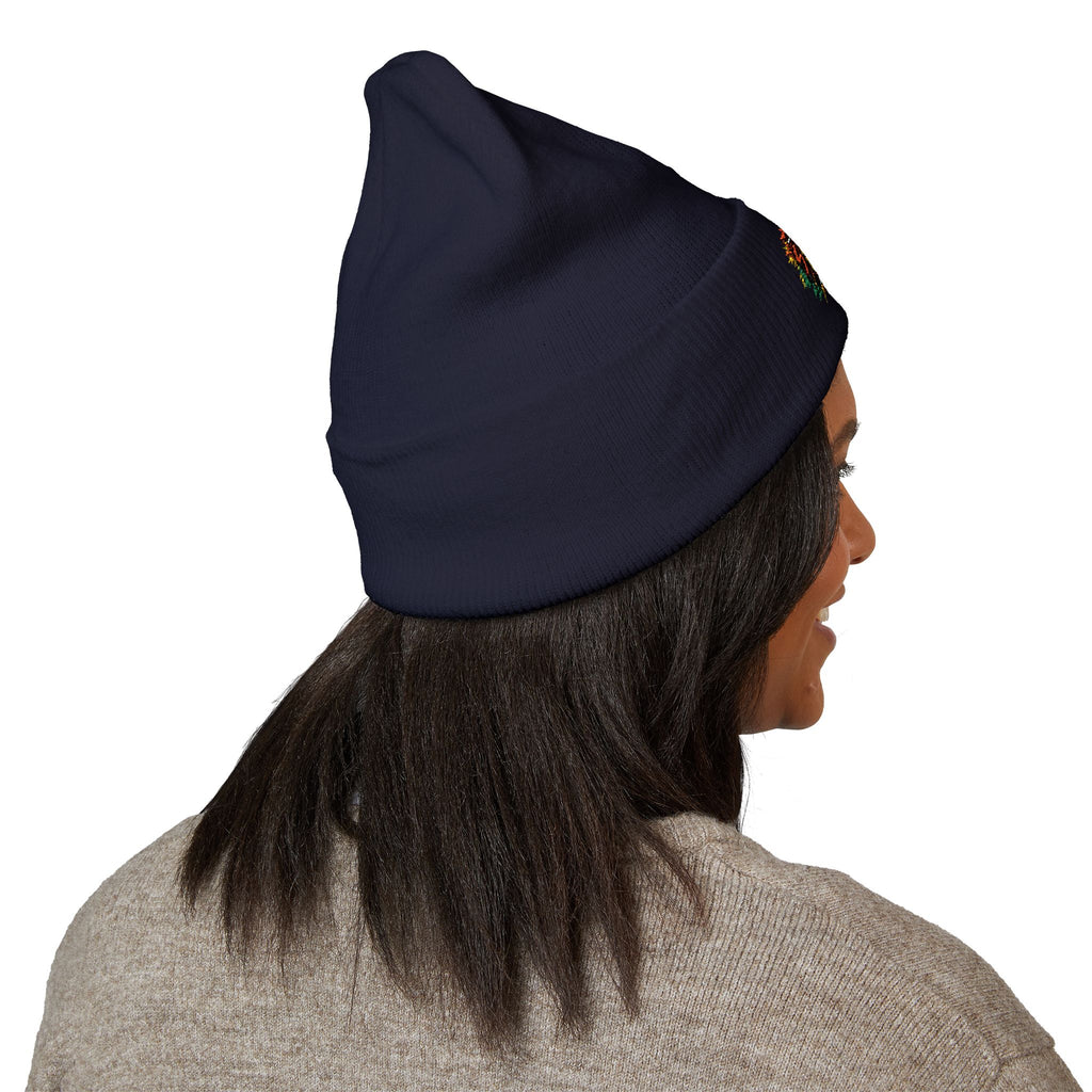 Embroidered 'Fitz Music' Cuffed Beanie — Colorful Floral Logo Knit Hat