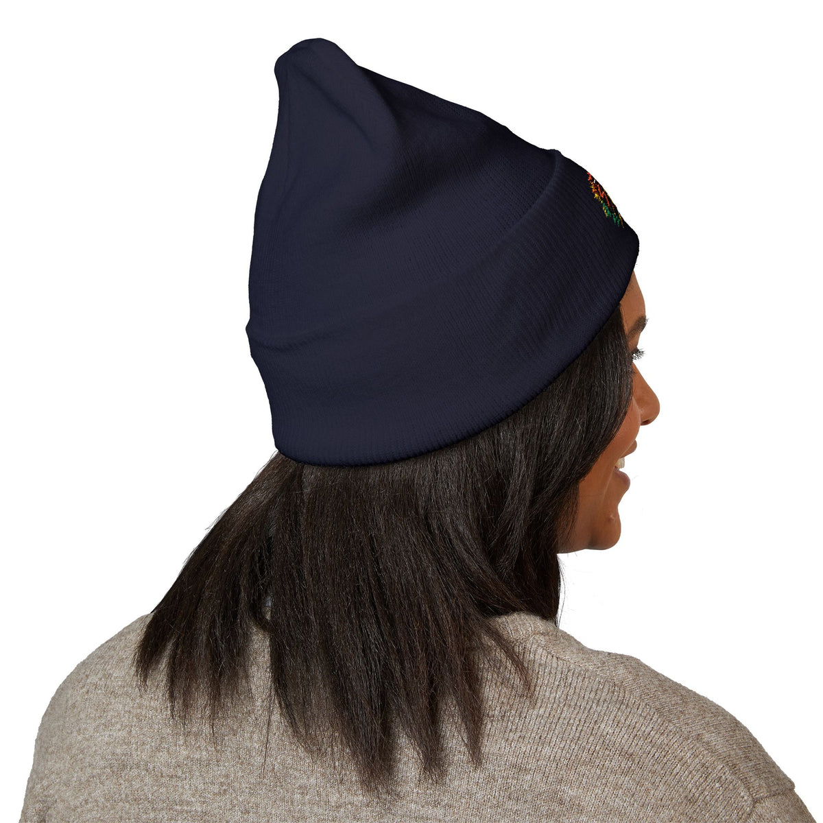 Embroidered 'Fitz Music' Cuffed Beanie — Colorful Floral Logo Knit Hat