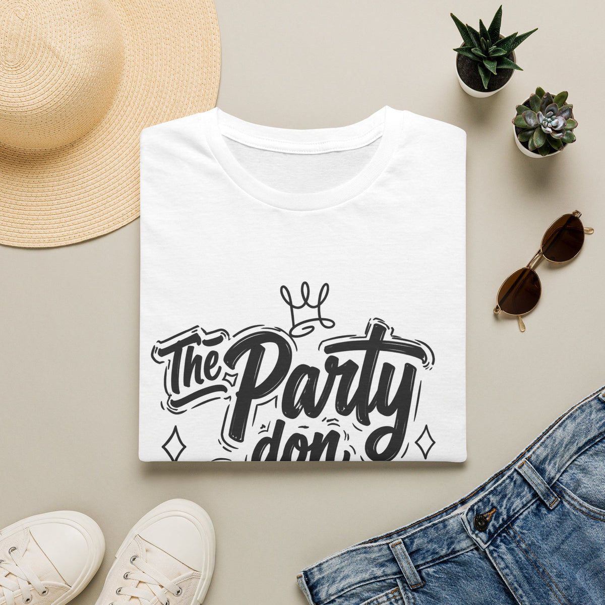 Party Don't Start T-Shirt — Casual Graphic Tee with Bold Script