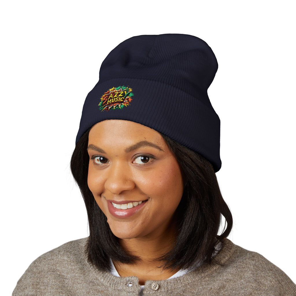 Embroidered 'Fitz Music' Cuffed Beanie — Colorful Floral Logo Knit Hat